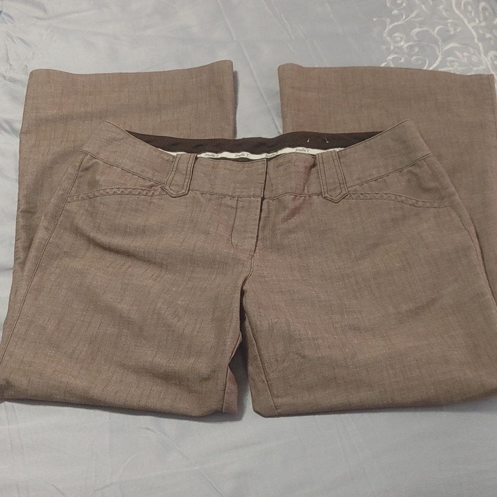 Studio Y Brown Wide Leg Dress Pants size 13 14 short
